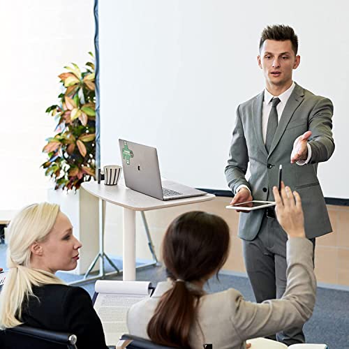 47" Mobile Standing Desk(26" W*19.3" D), Adjustable Height Laptop Desk, Pneumatic Desk with Gas Spring Riser, Podium for Home, Office,Classroom,Medical, (29" to 46.9" H) (White)