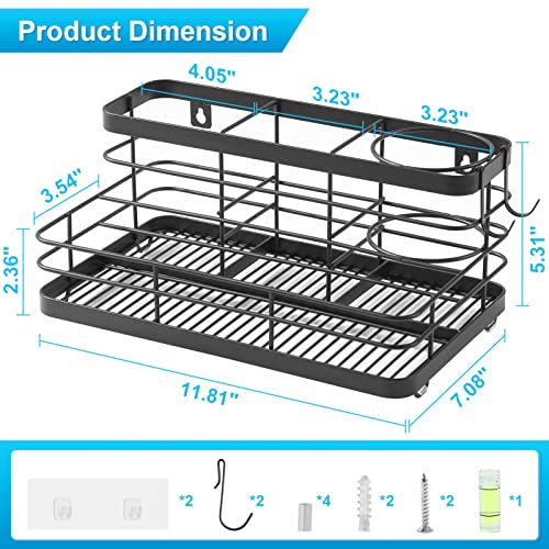 VITVITI Metal Hair Tool Organizer Wall Mounted, Hair Dryer Holder Basket Storage, Bathroom Sink Organizer Countertop for Vanity Makeup Brush/Hair Straightener/Styling Tools, Matte Black, Stand - style: B Black