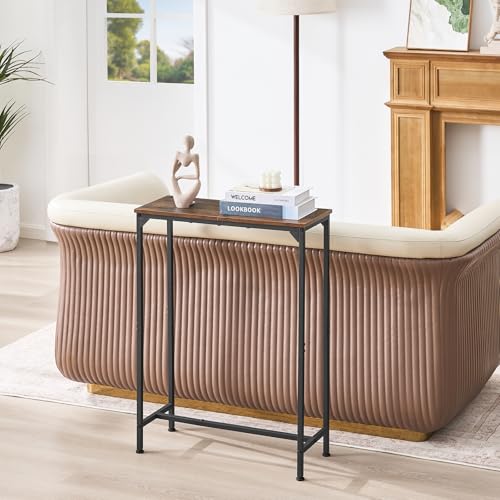 Console Table, Narrow Entryway Table, Thin Sofa Table, Behind Couch Table,for Hallway, Bedroom, Living Room, Foyer, 9.4 x 23.6 x 31.5 Inches, Rustic Brown - size: 9.4" W x 23.6" D, style: Ordinary