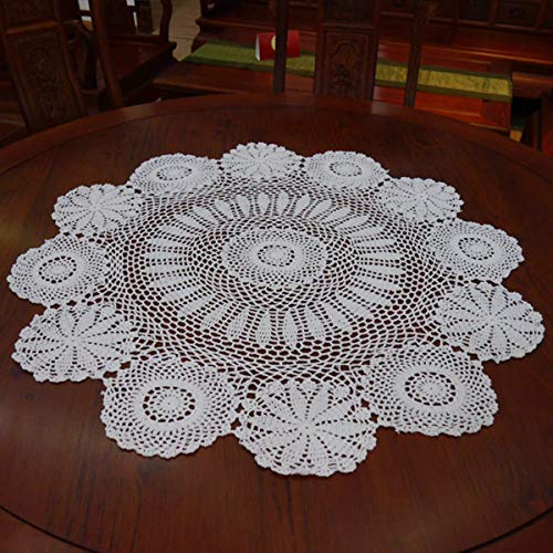 Damanni Cotton Handmade Crochet Lace Tablecloth Doilies Doily,Round,Beige,39 Inch - color: Beige, size: 39" (Round)