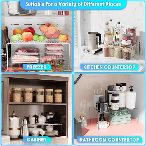 6Pack Cabinet Storage Shelf Rack, 15.7''L x 9.4''W x 5.9''H, White | Spice Rack, Rustproof Metal Wire Kitchen Counter Organizers and Storage, for Cabinet, Plate, Dish, Pantry, Bathroom, Fridge - size: 6Pack-White-15.7 x 9.4 inch