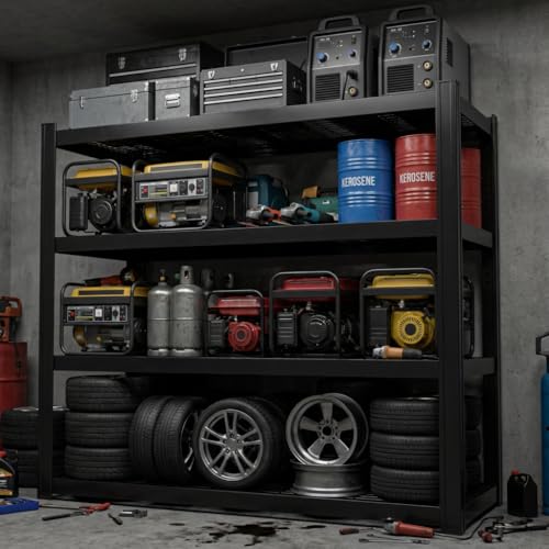 71" Wide Garage Shelving Unit, 71" W x 24" D x 71" H, Heavy Duty Garage Storage Shelves, 8000 LBS Capacity, Industrial Adjustable Shelves for Basement Warehouse - size: 4T 71" W x 24" D x 71" H