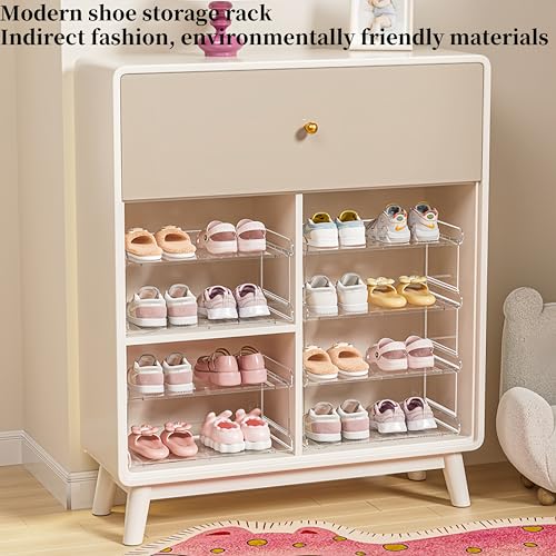2 Tiers Acrylic Kids Shoe Rack,Shoe Organizer Storage for Shoe and Boot,Clear Shoes Shelf for Closet,Shoe Organizer for Entryway,for Hallway,Small Spaces,Garage,Closet
