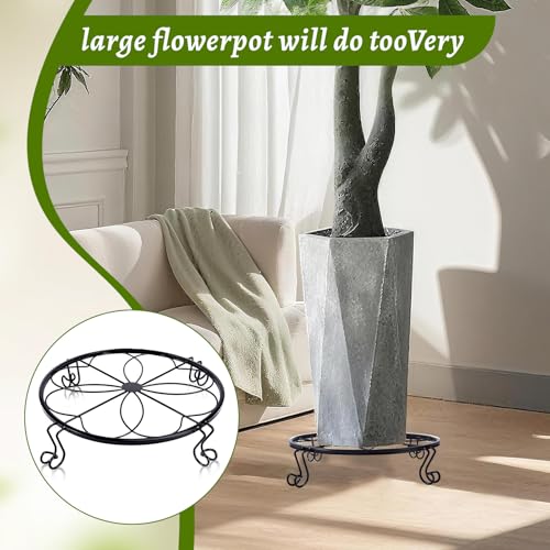 2 Pack Heavy Duty Metal Plant Stands, 10 Inch Round Flower Pot Holders, Rustproof Iron Planter Risers for Indoor Outdoor Use, Patio, Balcony, Garden and Living Room, Black(10IN2PCS) - size: 10 inch - 2 pack
