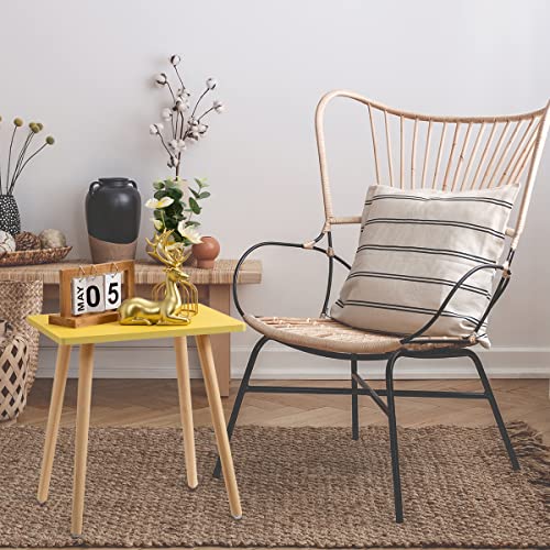 FORAOFUR Side Table, Small End Table Accent Living Room Bedroom Balcony Office, Modern Bedside Home Decor, Easy Assembly, (Yellow, 15.75D x 11.8W 16.54H in) | Yellow wood, modern rectangular, fits living/bedroom/balcony, compact, versatile, sturdy nightst