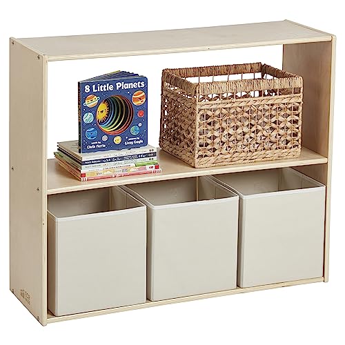 ECR4Kids Streamline 2-Shelf Double-Sided Storage Cabinet, 30in, Classroom Furniture, Natural - color: Natural