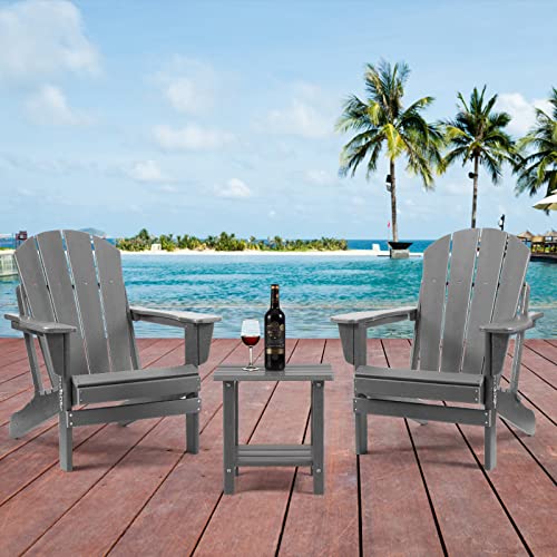 Apolimi Adirondack Outdoor Side Table, 2-Tier Sturdy Patio End Table Weather Resistant, 16.5" Solid Side Table for Patio, Pool, Porch - color: Light Grey
