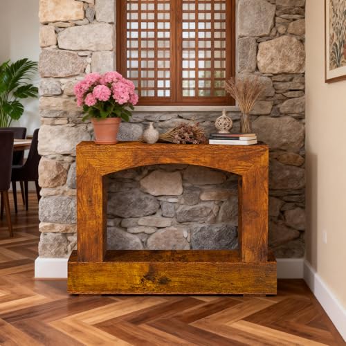 Sonharlar 46 Inch Entryway Table U-Shaped, Wooden Console Table with Socket Farmhouse Sofa Table for Entrance, Hallway, Living Room,Behind Couch(Rustic Brown) - color: Rustic Brown, size: 46IN UH