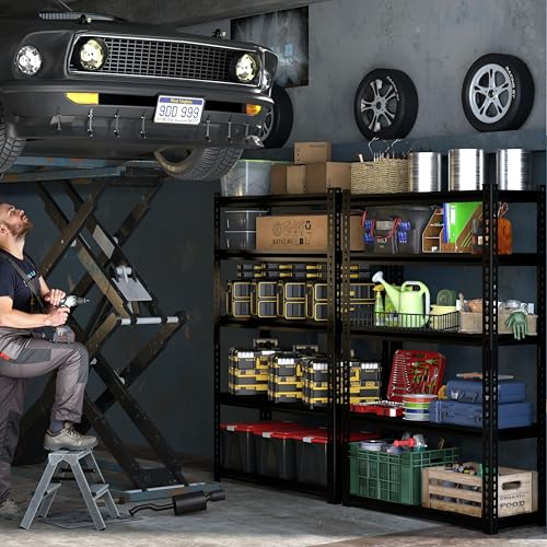5 Tire Storage Shelving Heavy Duty Garage Shelves 2000LBS Load Bearing, Full Metal Shelving Units, Durable Construction, Adjustable Shelves, Easy Assembly, 28''W x 12''D x 60''H (60*28*12) - size: 5T 28" W x 12" D x 60''H
