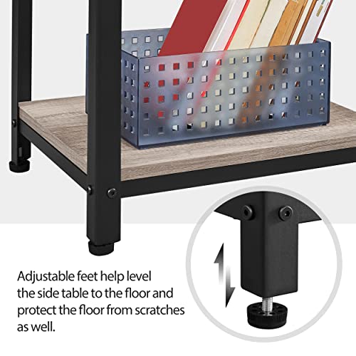 Yaheetech 30 in Tall End Table, 3-Tier with Strong Wooden Shelves, Small Side Table with Metal Frame for Living Room Office, Small Places, Gray - color: Grey