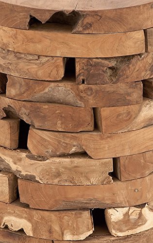 Deco 79 Teak Wood Handmade Side End Accent Table Live Edge End Table with Brick Inspired Design, Side Table 14" x 14" x 18", Light Brown - color: Light Brown, size: 14" x 14" x 18"