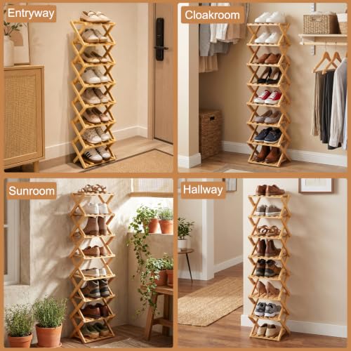 Shoe Racks, Foldable Shoes Organizer FreeStanding Shelf,7 Layers | Natural Functional Multifunctional Design For Entryway Closet Bedroom Hallway - color: Seven Layers of Primary Colors