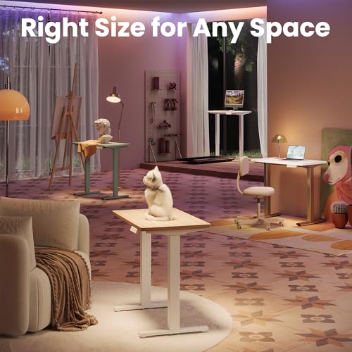 HUANUO 32x19 Inch Small Electric Standing Desk, Adjustable, Sage Green | Compact Home Office Desk, 176lbs heavy duty lifting with 4 height presets. M8 screw holes ready for DIY mobile wheels - color: Sage Green, size: 32" X 19"