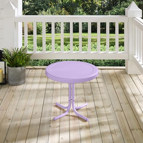 Crosley Furniture Griffith Weather Resistant Retro Metal Outdoor Side Table for Patio, Deck, Porch, Lavender Gloss - color: Lavender Gloss