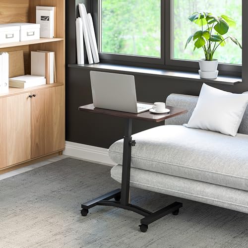 Seville Classics WEB162 Mobile Laptop Computer Desk Cart Height-Adjustable from 20.5" to 33", Slim, Walnut - color: Walnut, size: Flat (24") (NEW MODEL)