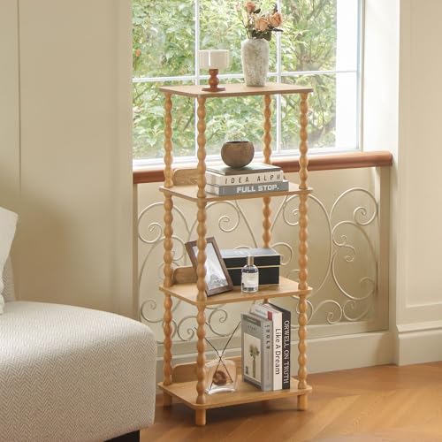 Fultyle Bookshelf, 4-Tier Wooden Bookcase with Open Shelves, Modern Book Shelf for Small Spaces, Bedroom, Living Room and Office with Solid Wood Legs (Rustic Walnut) - color: Rustic Walnut
