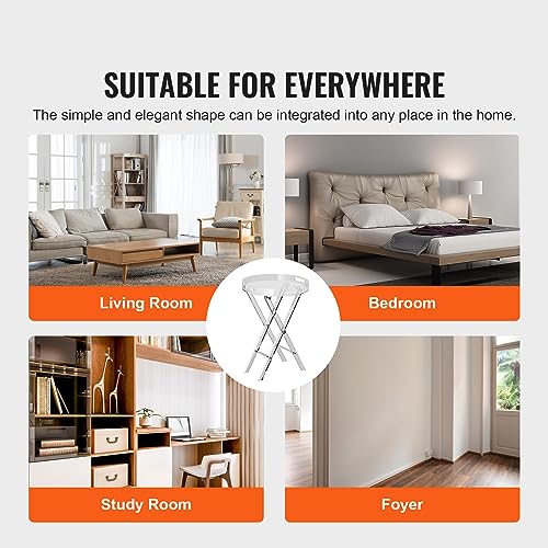 VEVOR Acrylic Folding Tray Table, Acrylic End Table with Folding X Leg, Clear Acrylic Side Table for Coffee, Drink, Food, Snack for Living Room & Bedroom - style: Folding X Leg