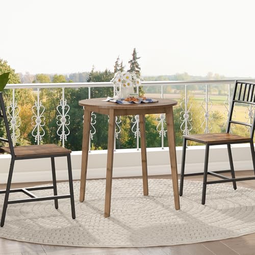 HOOBRO Bamboo Dining Table, Round Dining Table for 2, 27.5" Kitchen Table for Small Space, Writing Table, Easy to Assemble, for Dining Room, Living Room, Office, Kitchen, Apartment, Brown BR71CZ01G1 - color: Brown