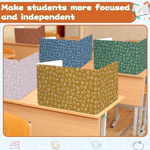 gisgfim 24 Pack Privacy Shields for Student in 12 Boho Colors Desk Dividers Durable Privacy Folders Testing Dividers Shield Study Boards Panel Partition for Classroom Teacher Back to School Supplies - style: Boho