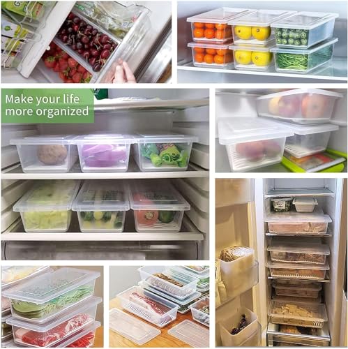 SILIVO Fruit Storage Containers for Fridge (3 Pack) - 1.5L Produce Saver Containers for Refrigerator with Removable Drain Tray Keep Fresh for Produce, Bacon, Fruits and Vegetables