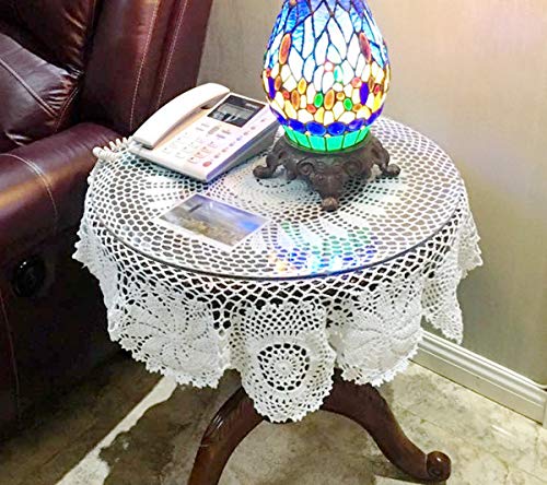 Damanni Cotton Handmade Crochet Lace Tablecloth Doilies Doily,Round,White,35 Inch - color: White, size: 35" (Round)