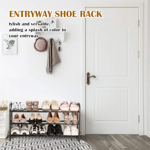3-Tier Expandable Shoe Rack for Closet,Adjustable Shoe Rack,Black Metal Free Standing Shoe Rack for Entryway Closet Doorway - color: 3 Layers and 2 Tubes
