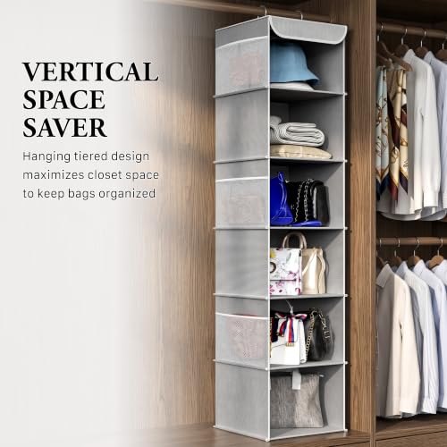 Simple Houseware 6 Shelf Hanging Closet Organizer, Gray - color: Grey, size: 6 Shelf