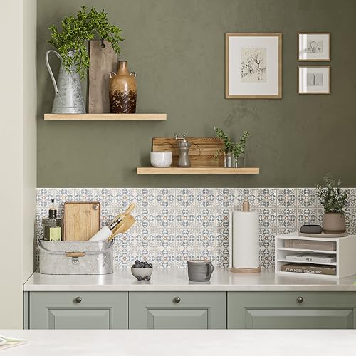 Ballucci Floating Shelves, 24" Wood Wall Shelf Set of 2, with Invisible Brackets for Bathroom, Living Room, Bedroom, Kitchen, Nursery, 6" Deep, Natural Oak - color: Natural Oak, size: 23.6 inches