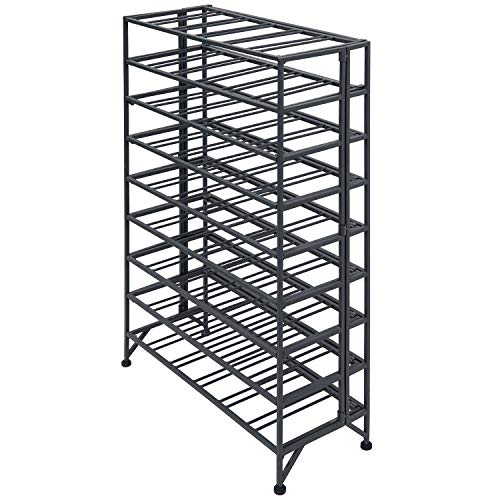 MyGift Gray Metal Wine Rack Freestanding Floor Stand, 9 Tier Wine Bottle Shelf - Holds up to 54 Bottles - color: Grey