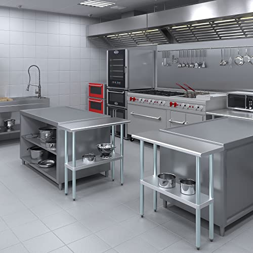 Commercial Stainless Steel Work Prep Table with Undershelf | 14" x 36" NSF Certified | Compact Food Prep for Kitchen, Restaurant, or Utility