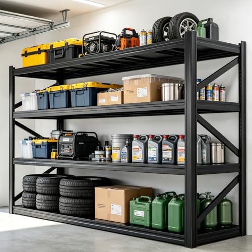 4-Tier 71 "W × 24 "D × 71" H Garage Shelving 8000LBS Storage Shelves Heavy Duty Metal Shelf Unit Adjustable Basement Industrial Storage Racks (71 * 24 * 71) - size: 4T 71" W × 24" D × 71" H