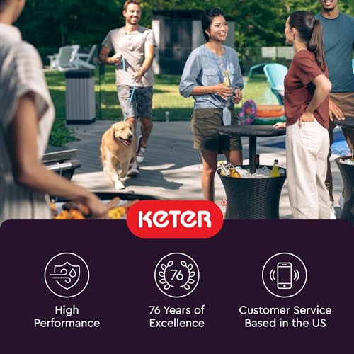 Keter Pacific Cool Bar Outdoor Patio Furniture and Hot Tub Side Table with 7.5 Gallon Beer and Wine Cooler, Dark Grey - color: Dark Grey