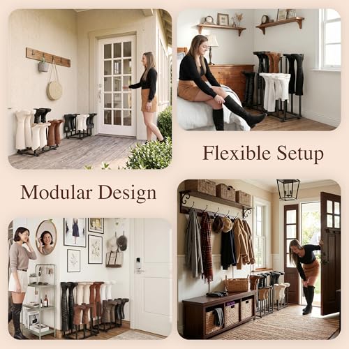 Adjustable Height Boot Rack, Metal Free Standing Shoe Storage Shelf | Cowboy Boots Organizer, Narrow Space-Saving Tall Boot Holder, for Closet Entryway Garage Bedroom, Outdoor, Apartment, 8 Pairs - size: Adjustable Height (8 Pairs)