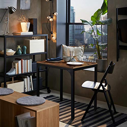 MUPATER Square Industrial Kitchen Dining Table, Desk for Small Spaces with Stable Metal Sturdy Construction, 27.6''W x 27.6''L x 29.5''H, Rustic Brown