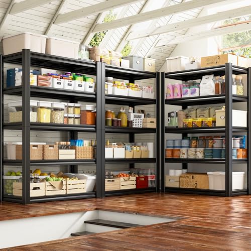 Raybee Storage Shelves Garage Shelving Heavy Duty,5-Tier Adjustable Garage Shelves,Metal Shelving for Garage,Basement, Warehouse,Pantry, 72" H x 31.5" W x 16.5" D,Black - size: 16.5"D x 31.5"W x 72"H,Black