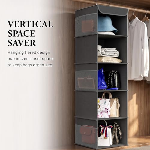 Simple Houseware 5 Shelf Hanging Closet Organizer, Dark Gray - color: Dark Gray, size: 5 Shelf
