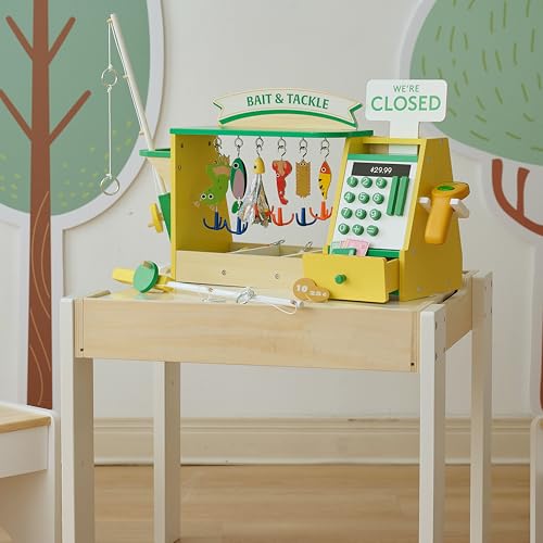 Teamson Kids - My Little Helper Fishing Shop | Wooden Role Play Counter, For Toddlers, Includes Fish & Accessories, STEM Gift, Ages 3+ - style: Fishing Shop