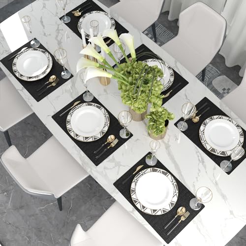 Set of 4 Rectangular Handmade Placemats Heat Resistant Dining Table Place Mats Kitchen Table Mats 12x18 Black - color: Black, size: Rectangular Placemats 12" x 18"