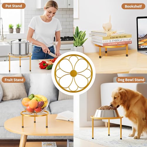 5 Pack Gold Round Small Outdoor Plant Stand for Patio(GoldFlower) - color: GoldFlower