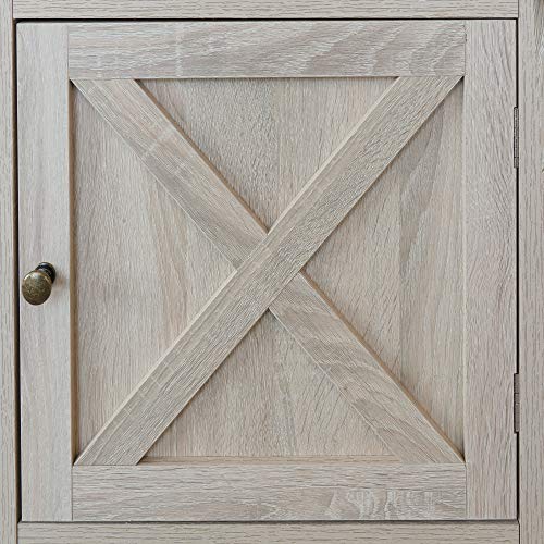 Rainbow Sophia Nightstand, Farmhouse Bedside Table with Cabinet and Shelves, 18 x 18 x 24 Inches, White Oak - color: White Oak
