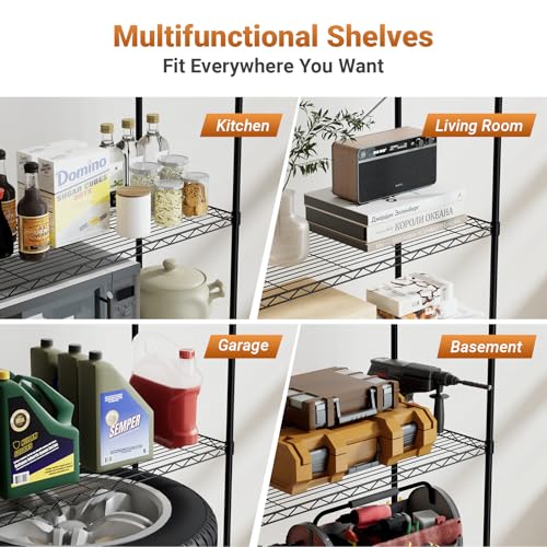 Simple Deluxe Heavy Duty 4-Shelf Shelving with Wheels, 35.43" D x 17.72" W x 61.02" H Adjustable Steel Organizer Wire Rack 1000 Lb Capacity, Chrome - size: 4-Tier, 17.72"W x 35.43"D x 61.02"H