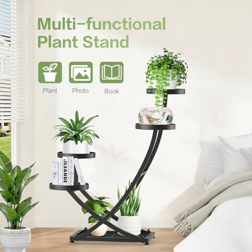 Outdoor Plant Stand Metal Plant Stand Indoor, 5 Tier Heavy Duty Corner Plant Stands, Plant Shelf for Tall Plant Holder Shelves for Living Room Bedroom Modern Home Decor