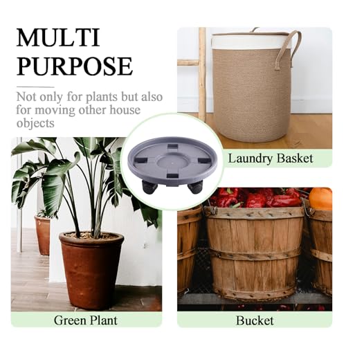 Rolling Plant Stand with Wheels 3 Pack 12 Inch Plant Caddy with Wheels Heavy Duty Plant Dolly Roller Base with Wheels Round Flower Pot Rack Holder Planter Trolley Tray, Grey - color: Grey, size: 12 inch