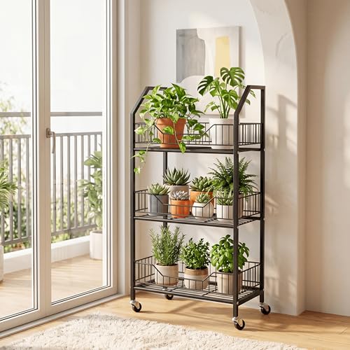 3 Tier Supermaket Snack Rack Display Stand, Retail Display Shelves with Hooks & Wheels, Metal Snack Shelf for Store Home Kitchen, Black Chip Rack Display Stand (3 Tier) - size: 3 Tier