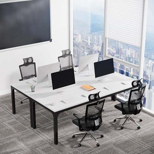 Tribesigns 6.5 FT Conference Room Table, 78.74" W x 27.56" D Large Office Conference Table, Modern Seminar Meeting Table Desk for Boardroom, Meeting Room (1, White and Black) - color: White and Black