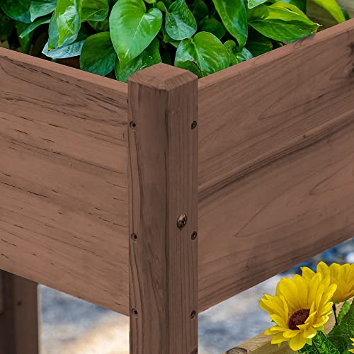 Outsunny Raised Garden Bed with 3 Planter Box, Elevated Wooden Plant Stand with Drainage Holes, for Vegetables, Herb and Flowers, Coffee - color: Coffee, size: 6.04' x 1.48' x 2.63'