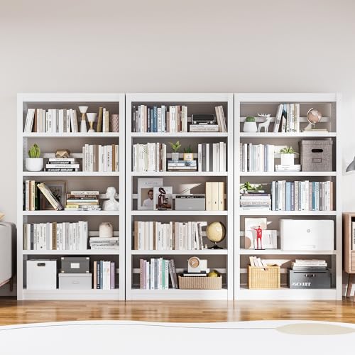 OSEILLC Bookcase, 5-Shelf Heavy Duty Metal Bookcase, Adjustable Bookshelf with Large Capacity, Book Shelf for Home Office, Living Room, Garage (White) - color: White, size: 69"H x 31.5"W