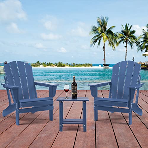 Apolimi Adirondack Outdoor Side Table, 2-Tier Sturdy Patio End Table Weather Resistant, 16.5" Solid Side Table for Patio, Pool, Porch - color: Dark Blue