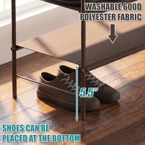 Simple Houseware 6-Tier Shoe Rack Storage Organizer w/Side Hanging Bag, Bronze - color: Bronze