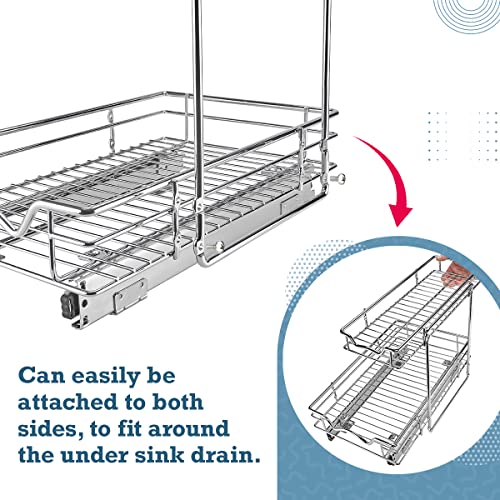 HOLDN’ STORAGE Under Sink Organizers and Storage, 11" W x 21" D x 15" H | 2-Tier Under-Sink Organizer, Full-Extension Slides, Keeps Cleaning Supplies, Bottles & Essentials Easy To Reach - size: 11" W x 21" D